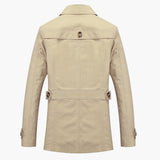 Men's Trench Coat with Button Closure and Pocket Details