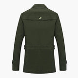 Men's Trench Coat with Button Closure and Pocket Details