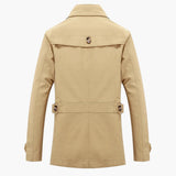 Men's Trench Coat with Button Closure and Pocket Details