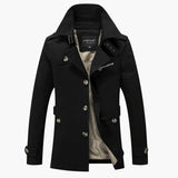 Men's Trench Coat with Button Closure and Pocket Details