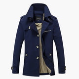 Men's Trench Coat with Button Closure and Pocket Details