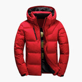 Men's Quilted Winter Jacket with Hood and Zipper