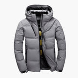 Men's Quilted Winter Jacket with Hood and Zipper