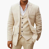 Men's Suit Set with Vest and Notched Lapel
