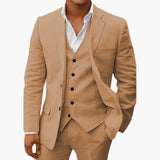Men's Suit Set with Vest and Notched Lapel