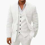 Men's Suit Set with Vest and Notched Lapel