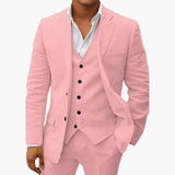 Men's Suit Set with Vest and Notched Lapel