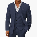 Men's Suit Set with Vest and Notched Lapel