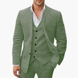 Men's Suit Set with Vest and Notched Lapel