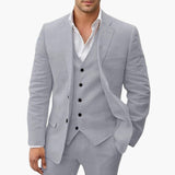 Men's Suit Set with Vest and Notched Lapel