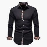 Men's Shirt with Button Closure and Patterned Cuffs