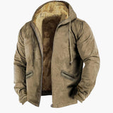 Men's Hooded Jacket with Zipper and Lined Interior