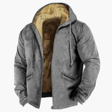 Men's Hooded Jacket with Zipper and Lined Interior