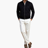 Men's Jacket with Zipper and Quilted Surface