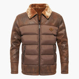 Men's Jacket with Quilting and Faux Fur Collar