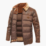 Men's Jacket with Quilting and Faux Fur Collar