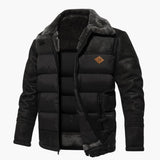 Men's Jacket with Quilting and Faux Fur Collar