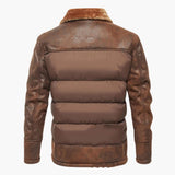 Men's Jacket with Quilting and Faux Fur Collar