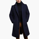 Men's Coat with Notched Collar and Front Button Closure