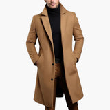 Men's Coat with Notched Collar and Front Button Closure
