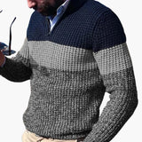 Men's Pullover with Half-Zip and Colorblock Knit
