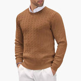 Men's Crew Neck Sweater with Cable Knit