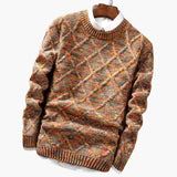 Men's sweater with round neckline and textured surface