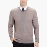Men's Sweater with V-Neck and Long Sleeves