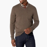 Men's Sweater with V-Neck and Long Sleeves