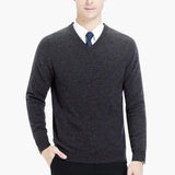 Men's Sweater with V-Neck and Long Sleeves