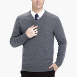 Men's Sweater with V-Neck and Long Sleeves