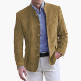 Classic Men's Jacket with Stand-Up Collar and Button Placket