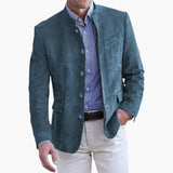 Classic Men's Jacket with Stand-Up Collar and Button Placket