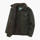 Men's Corduroy Jacket with Shearling Lining and Button Fastening