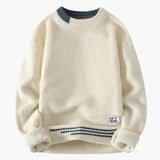 Men's Crewneck Sweater with Ribbed Hem and Cuffs