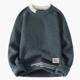 Men's Crewneck Sweater with Ribbed Hem and Cuffs