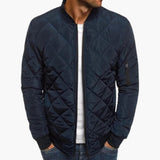 Men's Diamond Quilted Utility Bomber Jacket with Zip Pocket