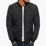 Men's Diamond Quilted Utility Bomber Jacket with Zip Pocket