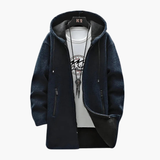 Men's Hooded Jacket with Plush Lining and Front Zip Pockets