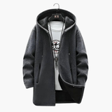 Men's Hooded Jacket with Plush Lining and Front Zip Pockets