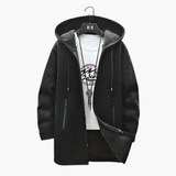 Men's Hooded Jacket with Plush Lining and Front Zip Pockets