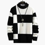 Men's Sweater with Structured Knit and Block Pattern