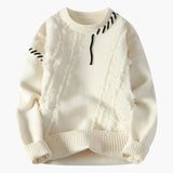Men's Sweater with Textured Surface and Ribbed Edges