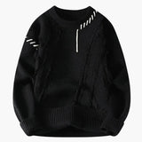 Men's Sweater with Textured Surface and Ribbed Edges