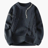 Men's Sweater with Textured Surface and Ribbed Edges