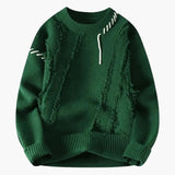 Men's Sweater with Textured Surface and Ribbed Edges