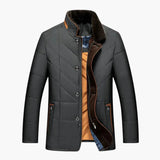 Men's Quilted Jacket with Button Closure and Stand Collar