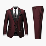 Men’s Three-Piece Suit with Lapels and Closure