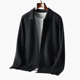 Men’s Zip Cardigan with Turn-Down Collar and Front Pockets