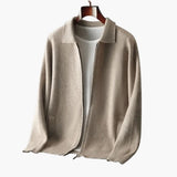 Men’s Zip Cardigan with Turn-Down Collar and Front Pockets